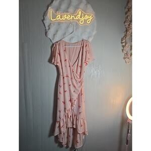 Chelsea28 Nordstrom Floral Wrap Front Tied Midi Dress Size L